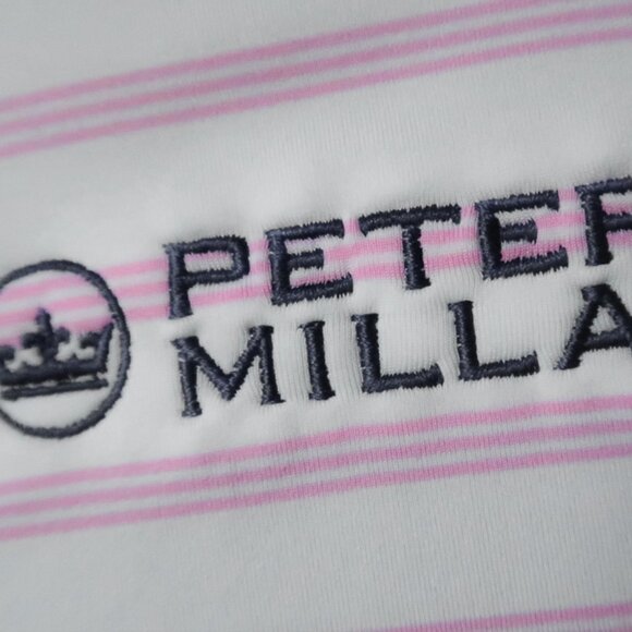 Peter Millar Pink Striped Turtleson Bonita Bay Stretch Polo (M) ⛳️ - Picture 1 of 6